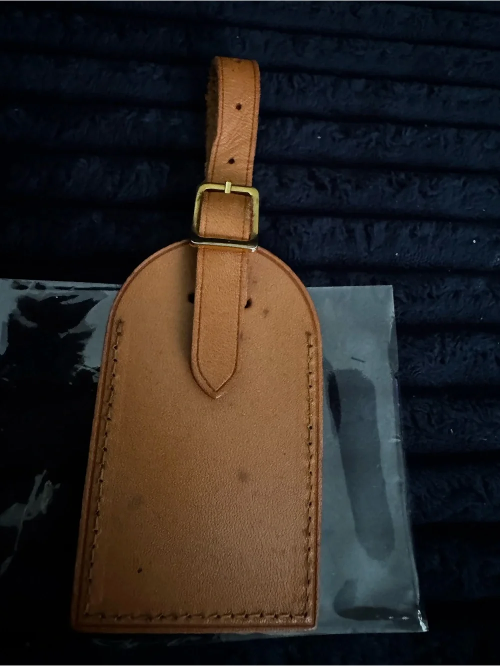 Louis Vuitton Brown Leather Luggage Tag with Strap